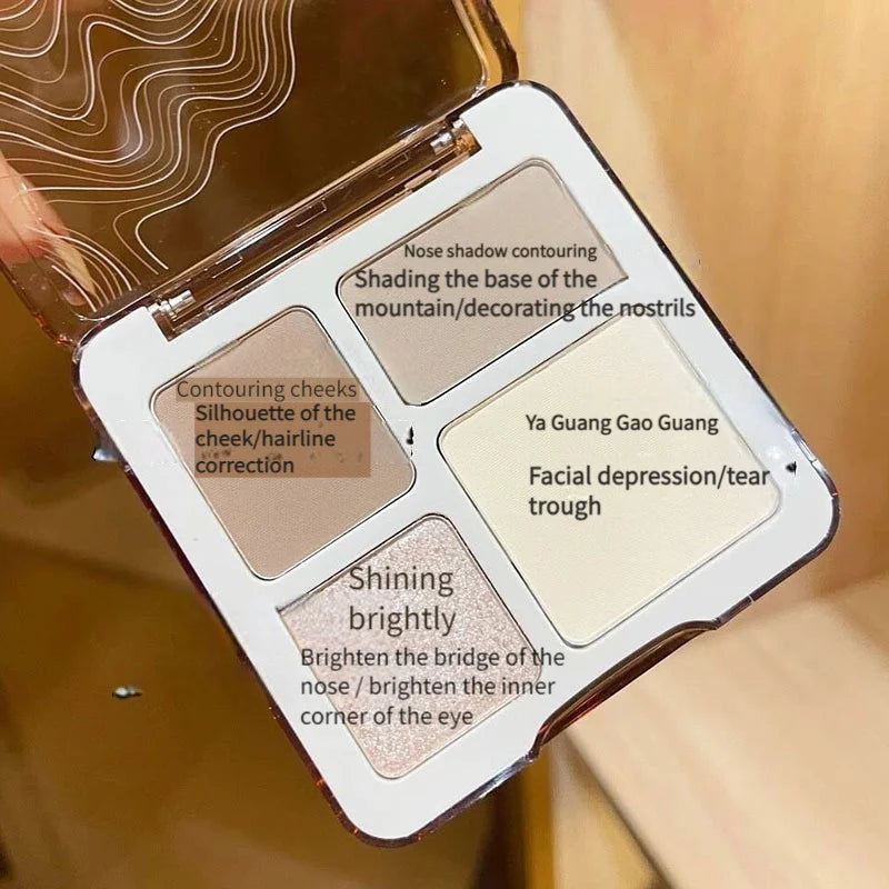 TATIBEAUTY Four Color Contouring Tray Highlight Contouring - Body Tray Matte Shine Powder Highlight Solid Contouring