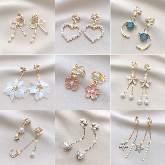 Ear Clips Without Pierced Ears Female Temperament Long Simple Ear Jewelry Thin Earrings Temperament Fashionable Exquisite