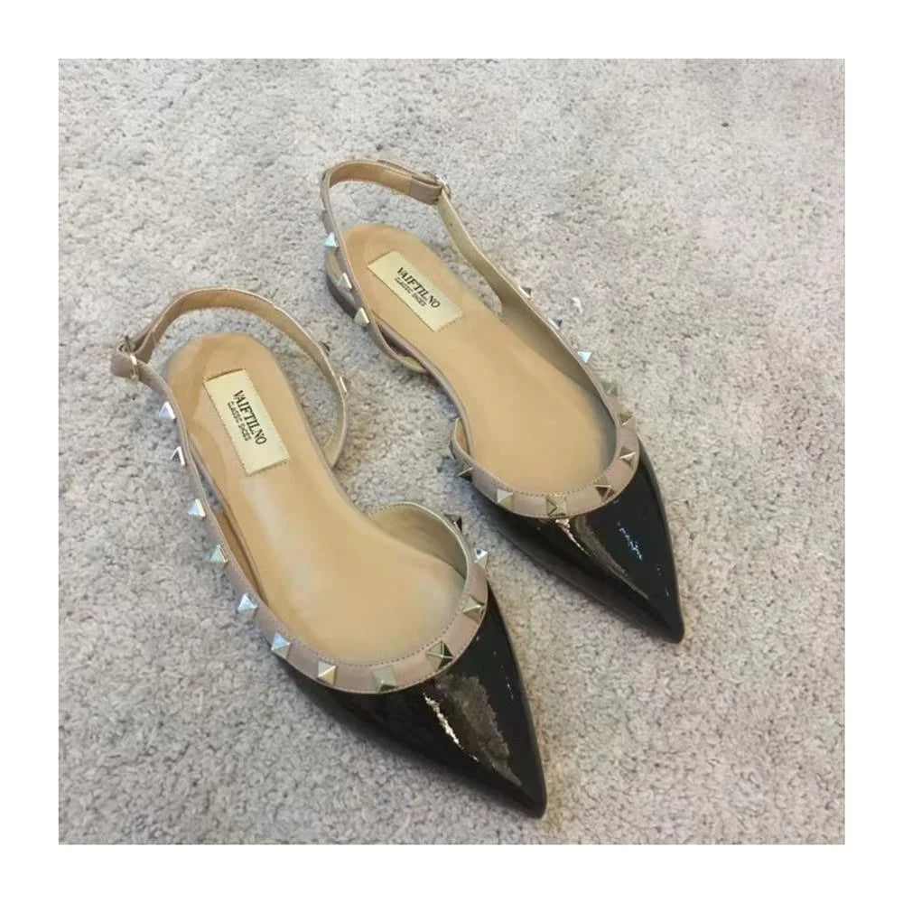 Women's Low Heels Slingback Shoes Woman Spring Summer Flats Elegant Party Sandals Sexy Rivet Dress Loafers Luxury Urban Trendyol