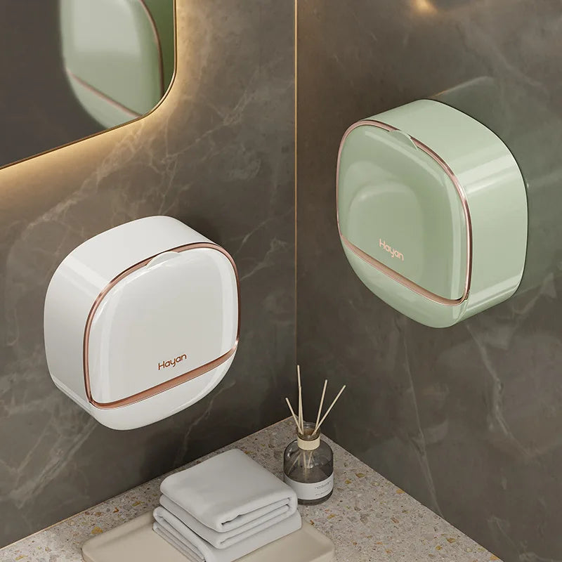 Wall-Mounted Soap Holder with Lid, Storage Rack, Drain, Bathroom, Punch-Free, Light, Luxury, Laundry Soap Box