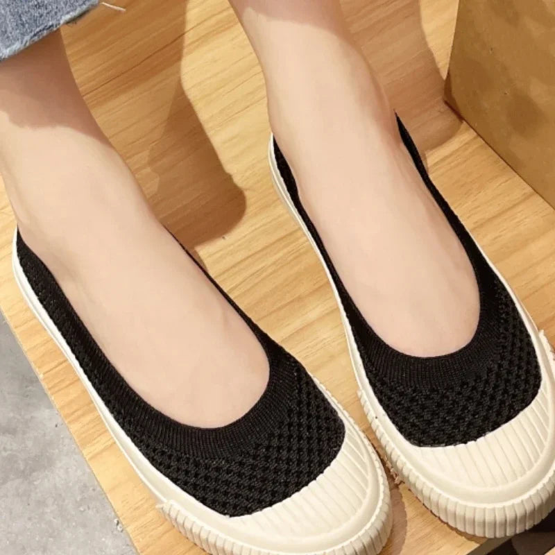 2023 Women's Summer Flats Round Head Woven Fabric Fashion Flat Loafers Spring and Fall Casual Shoes