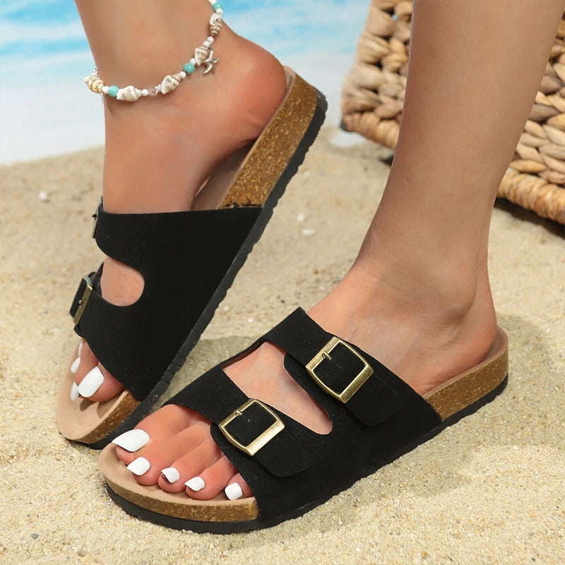 Classic Buckle Strap Birken Slippers Woman Soft Cork Footbed Thong Sandals Ladies Brand Design Comfort Beach Flip Flop Shoes