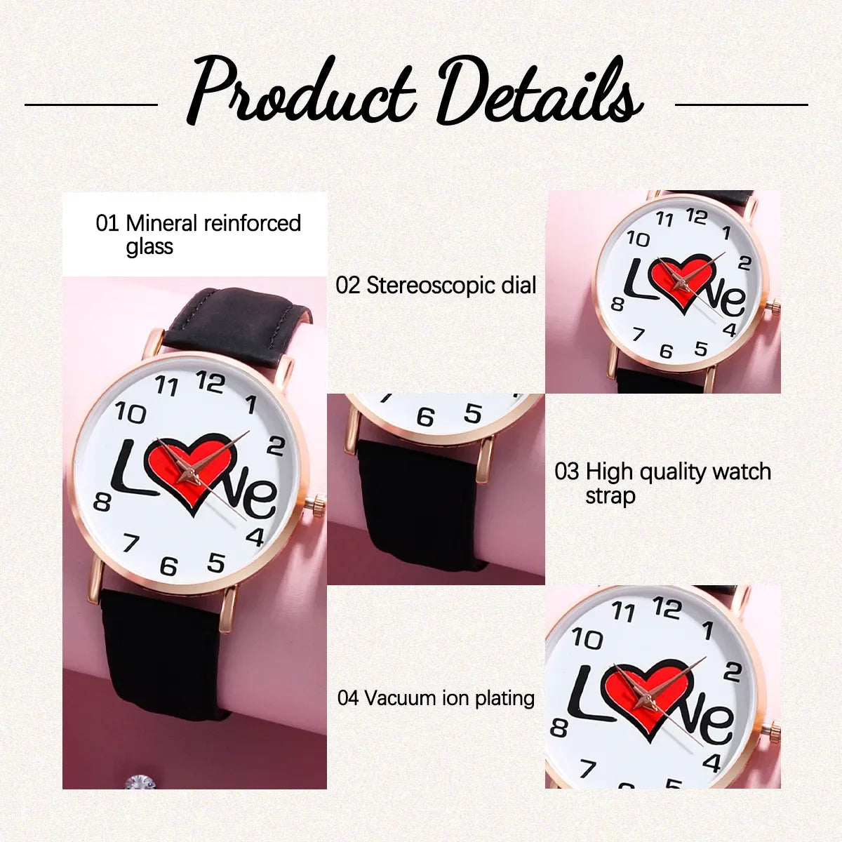 2-Piece Top Luxury Couple Digital LOVE Leather Quartz Watch Set For Men And Women Casual Valentine's Day Christmas Gift