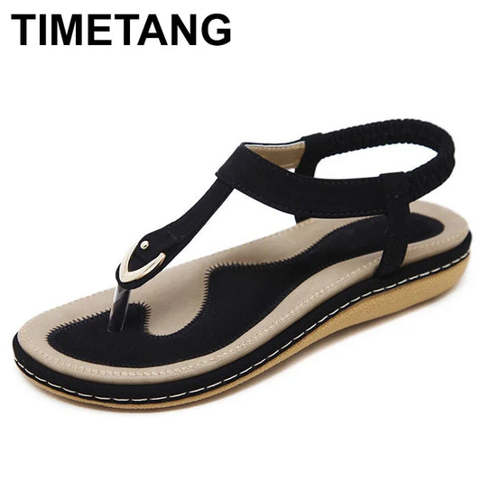 TIMETANG summer shoes women bohemia beach flip flops soft flat sandals woman casual comfortable plus size wedge sandals  C065