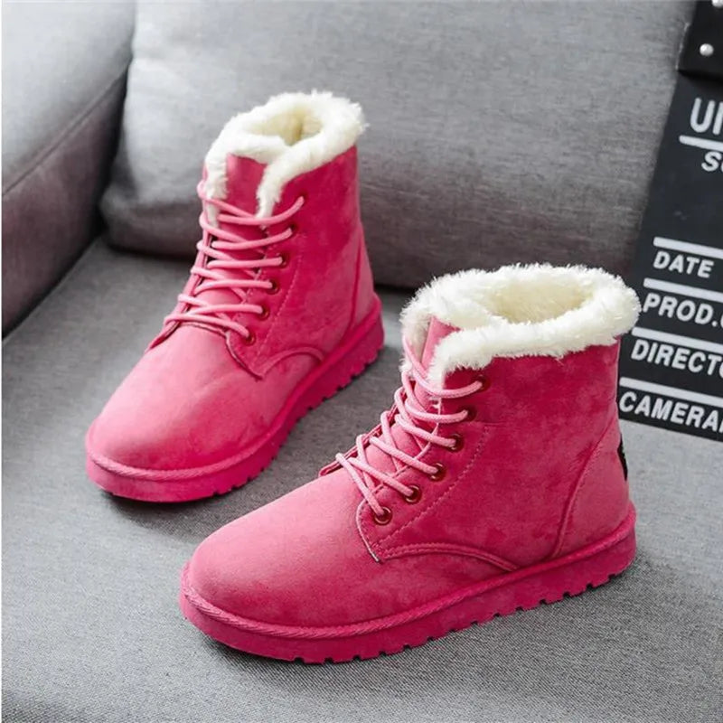 2022 New Fashion Women Boots Winter Snow Boots Female Boots Warm Lace Flat with Women Shoes Tide Shoes Hot Sale 35-40