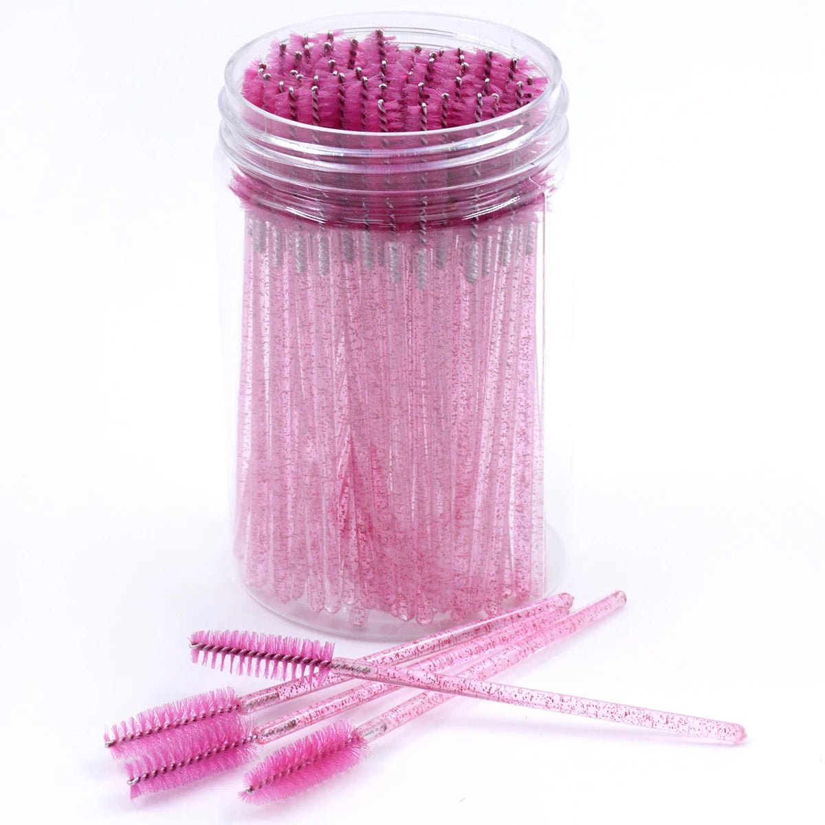 50Pcs/Bottle Eyelash Extension Brushes With Container Eyebrow  Eye Lash Mascara Wands Spoolies In Case Wholesale