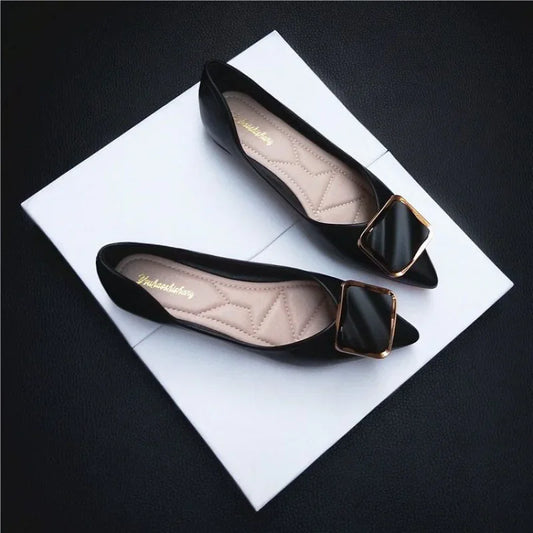 2024 Spring New Style Versatile Flat Shoes Women's Pointed Toe Fashionable Soft Bottom Four Seasons Work Shoes Rubber Upper